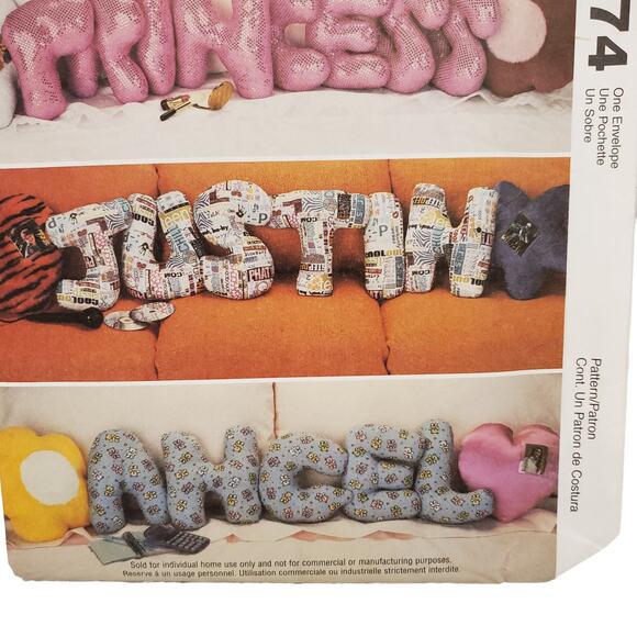 McCall's Home Decorating 3274 Vintage Sewing Pattern UNCUT 2001 Name Pillow - Picture 3 of 10